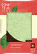 The One Year Bible Slimline Edition NLT, TuTone : LeatherLike, Green Lily/Dark Brown