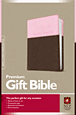 Premium Gift Bible NLT, TuTone : LeatherLike, Pink/Dark Brown