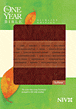 The One Year Bible NIV, Slimline Edition : LeatherLike, Brown/Tan