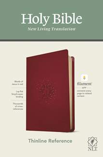 NLT Thinline Reference Bible, Filament Enabled: LeatherLike, Aurora Cranberry, Red Letter