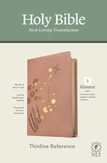 NLT Thinline Reference Bible, Filament Enabled: LeatherLike, Brushed Pink, Red Letter