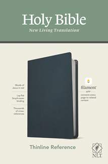 NLT Thinline Reference Bible, Filament Enabled: Genuine Leather, Navy Blue, Red Letter