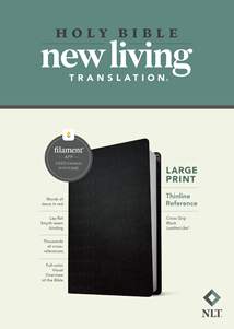 NLT Large Print Thinline Reference Bible, Filament Enabled: LeatherLike, Cross Grip Black, Red Letter
