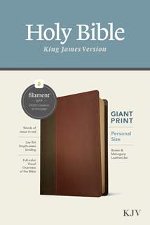 KJV Personal Size Giant Print Bible, Filament Enabled: LeatherLike, Brown/Mahogany, Red Letter