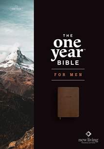 NLT The One Year Bible for Men: LeatherLike, Rustic Brown Mountain