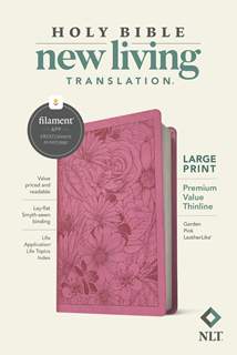 NLT Large Print Premium Value Thinline Bible, Filament Enabled: LeatherLike, Garden Pink