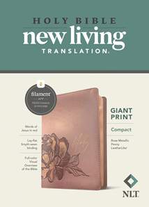 NLT Compact Giant Print Bible, Filament Enabled: LeatherLike, Rose Metallic Peony, Red Letter