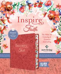 Inspire FAITH Bible NLT, Filament Enabled: LeatherLike Hardcover, Coral Blooms