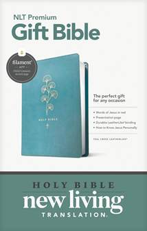 Premium Gift Bible NLT, Filament Enabled: LeatherLike, Teal Cross, Red Letter