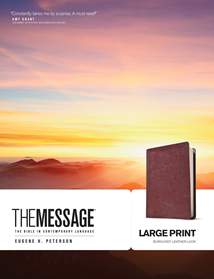 The Message Large Print: Leather-Look, Burgundy