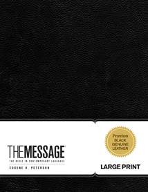 The Message Large Print: Genuine Leather, Black