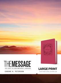 The Message Large Print: Leather-Look, Dusty Rose Floral