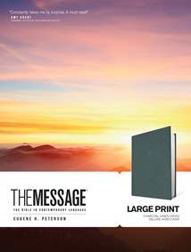 The Message Large Print: Hardcover Deluxe, Charcoal Linen Cross