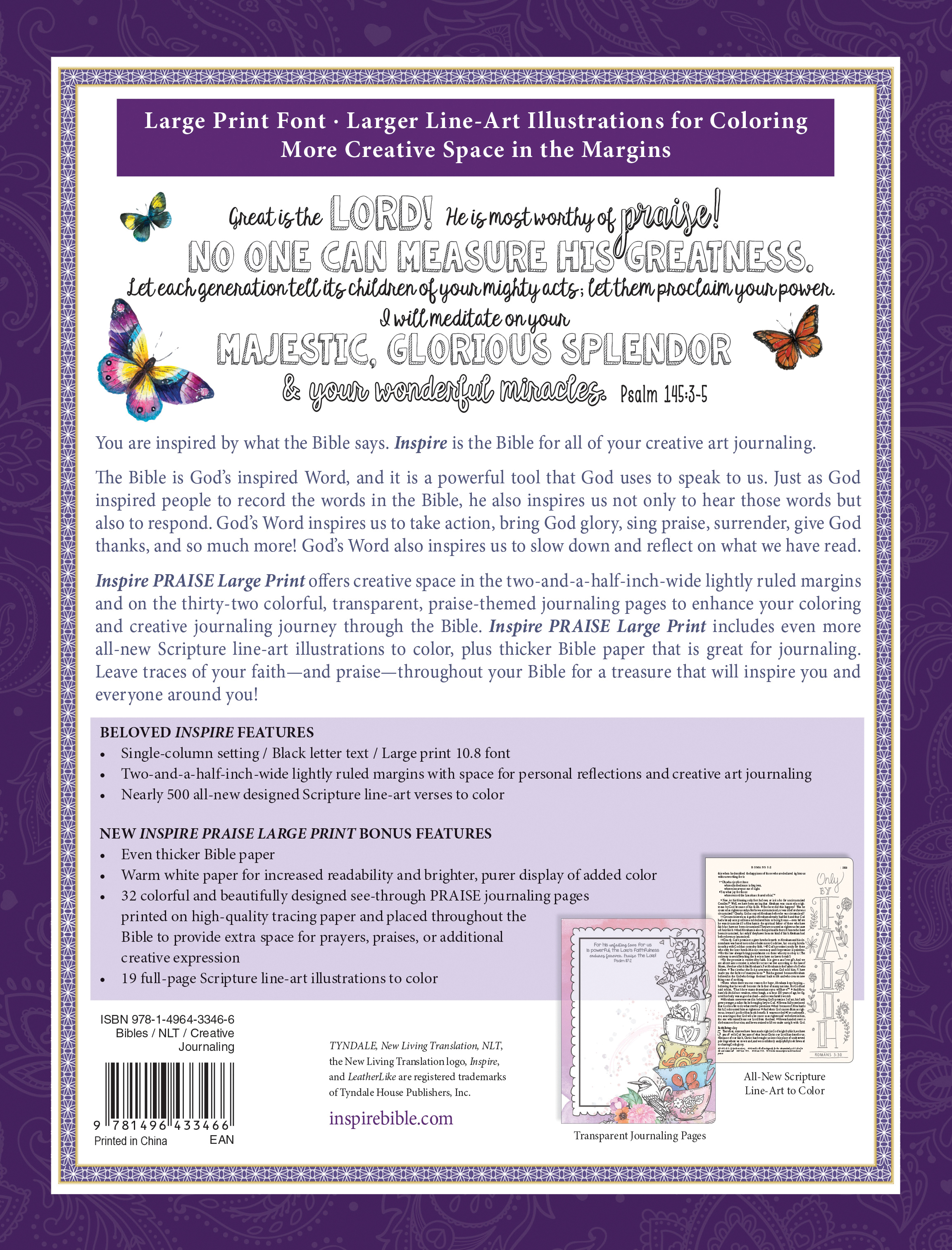 Tyndale | Inspire PRAISE Bible Large Print NLT