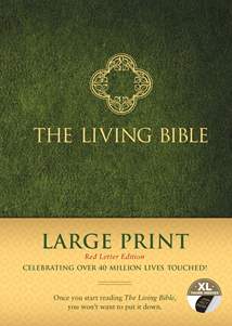 The Living Bible Large Print Red Letter Edition: Hardcover, Indexed, Green