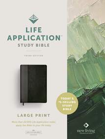 NLT Life Application Study Bible, Third Edition, Large Print: LeatherLike, Black/Onyx, Red Letter