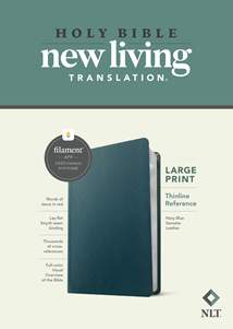 NLT Large Print Thinline Reference Bible, Filament Enabled: Genuine Leather, Navy Blue, Red Letter