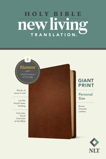 NLT Personal Size Giant Print Bible, Filament Enabled: Genuine Leather, Brown, Red Letter