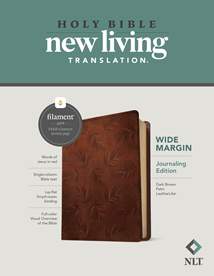 NLT Wide Margin Bible, Filament Enabled: LeatherLike, Dark Brown Palm, Red Letter