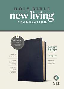 NLT Compact Giant Print Bible, Filament Enabled: LeatherLike, Navy Blue Cross, Red Letter