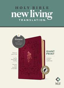 NLT Giant Print Bible, Filament Enabled: LeatherLike, Indexed, Cranberry Flourish, Red Letter