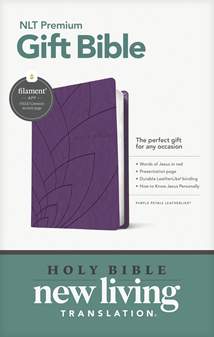 Premium Gift Bible NLT, Filament Enabled: LeatherLike, Purple Petals, Red Letter