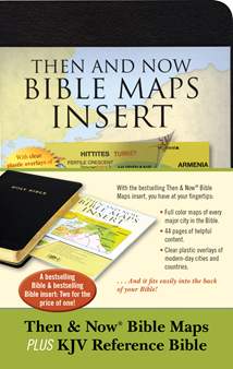 Then & Now Bible Maps Insert and KJV Bible Bundle: Bible & Bible Insert: Imitation Leather, Black, Red Letter