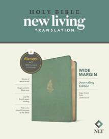 NLT Wide Margin Bible, Filament Enabled: LeatherLike, Sage Green Palm, Red Letter